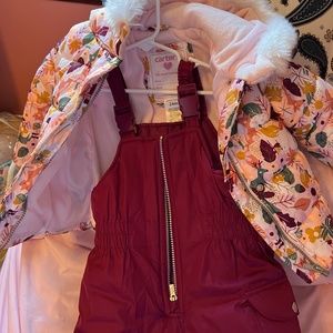 Carters girls 24month maroon and pink snow suit